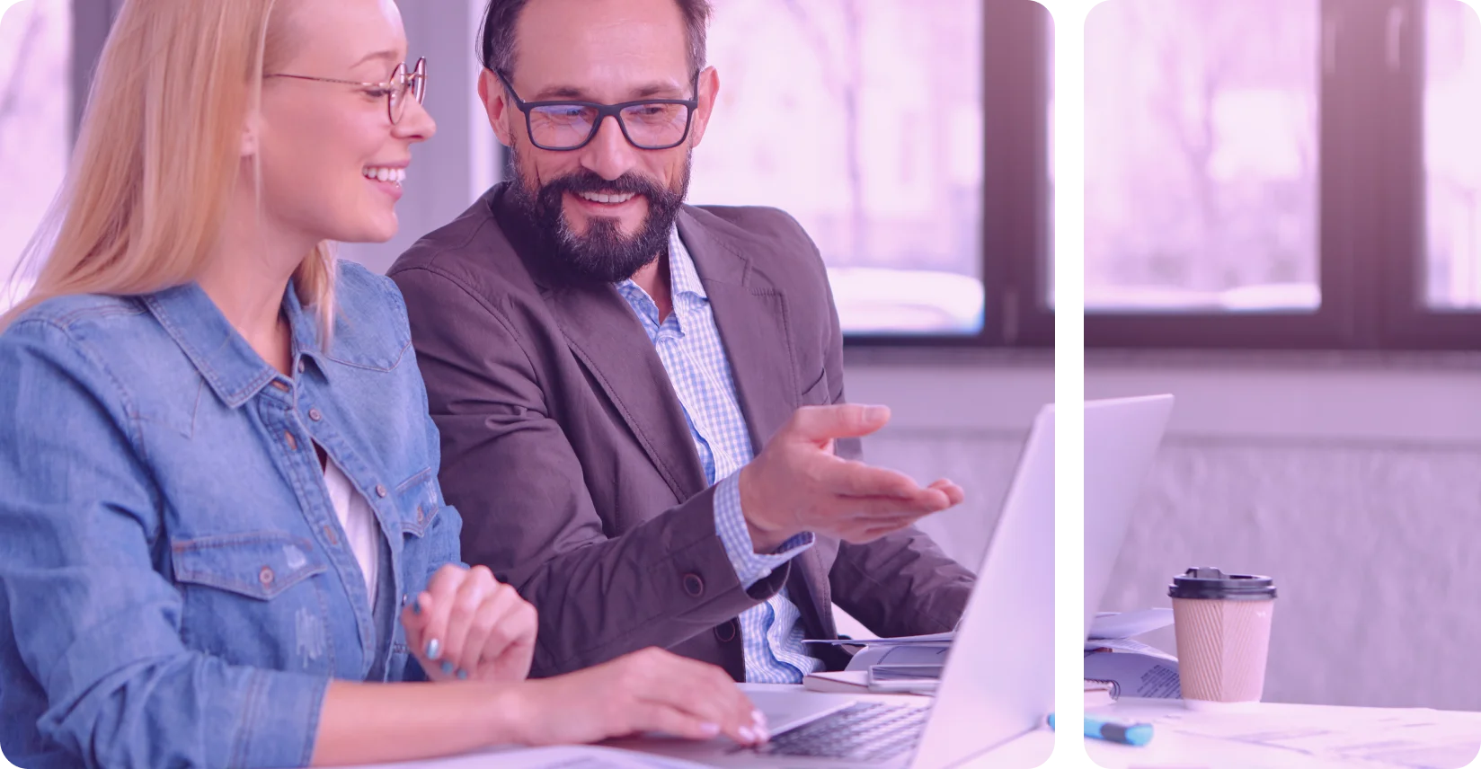 Two professionals collaborating over a laptop, illustrating why companies choose Octopyd