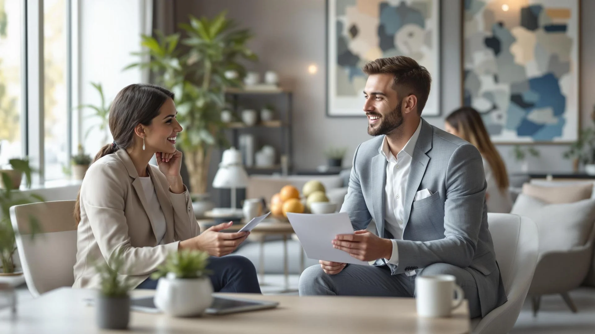 Client meeting with an Octopyd representative reviewing results, representing our satisfaction guarantee