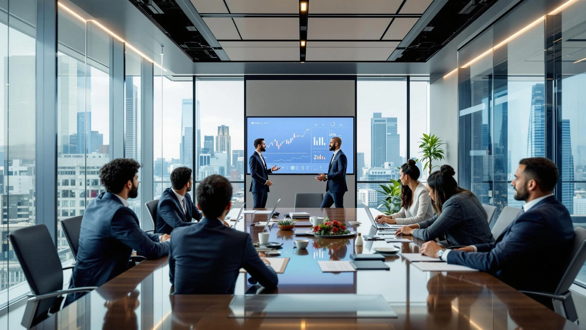 Executive recruiting workshop in a modern boardroom, representing Octopyd’s white-glove, high-touch recruitment service
